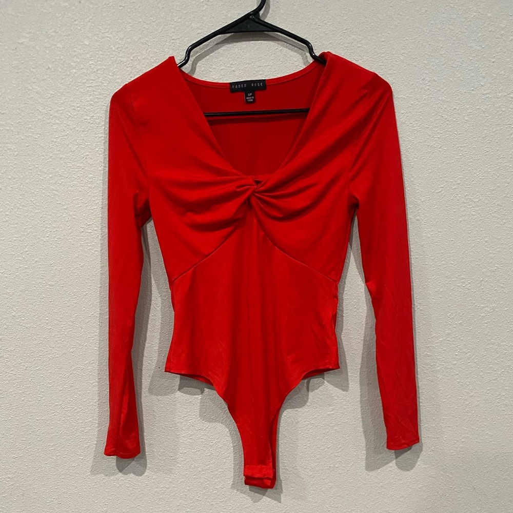 Women’s Red Long Sleeve Bodysuit